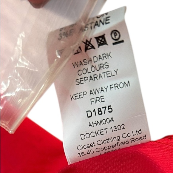 NWT Closet London Women’s Red Button Up A-Line Tie Waist Shirt Midi Dress Size 8 - Picture 6 of 6